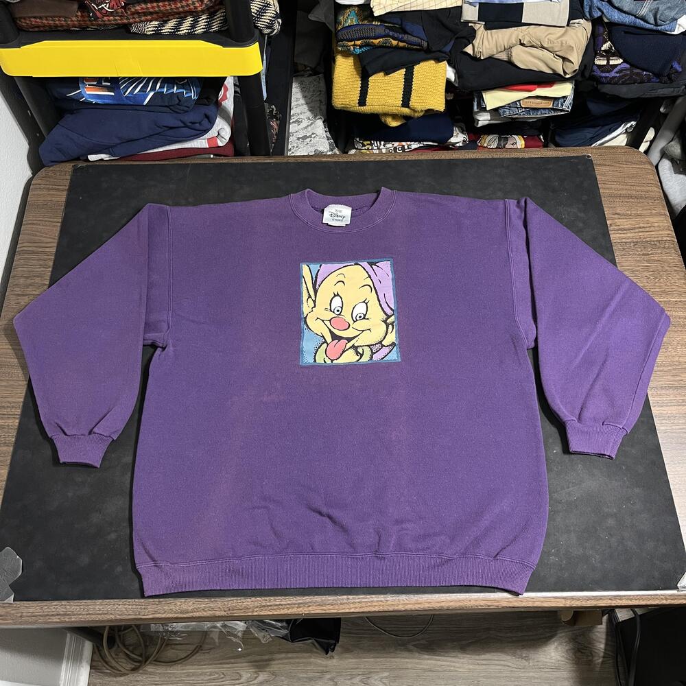 Vintage Disney Store Dopey Sweatshirt Mens XL Purple Crewneck Sizzurp USA 90s
